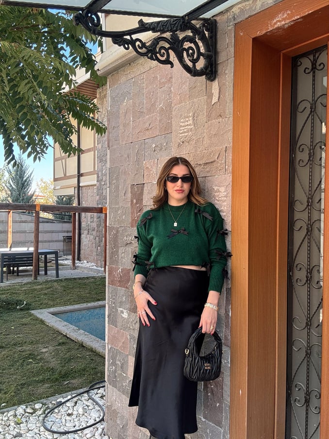 Bow Knit Blouse - EMERALD
