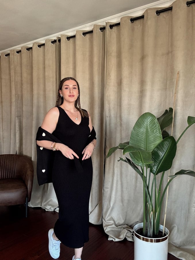 Heart Embroidery Vest Suit - BLACK