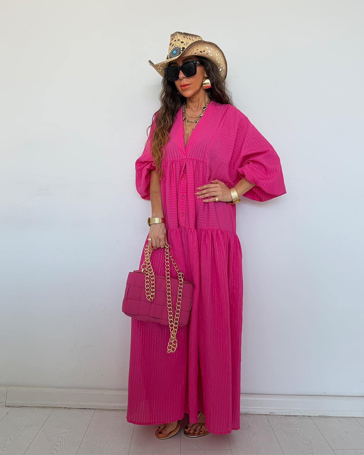 Hot Pink Striped Dress